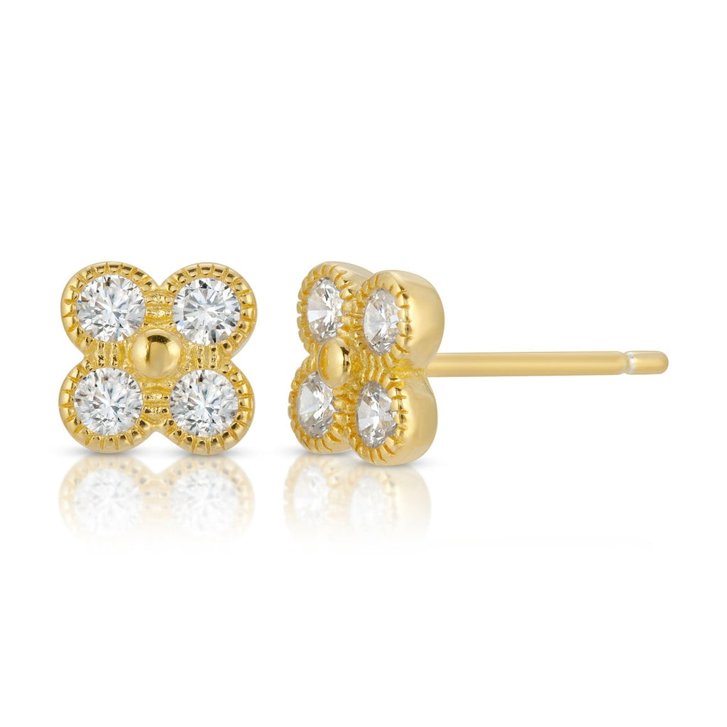 Opal Gem Crystal Flower Stud Gold Silver Ear Climber Earrings Cartilage  Piercing | eBay